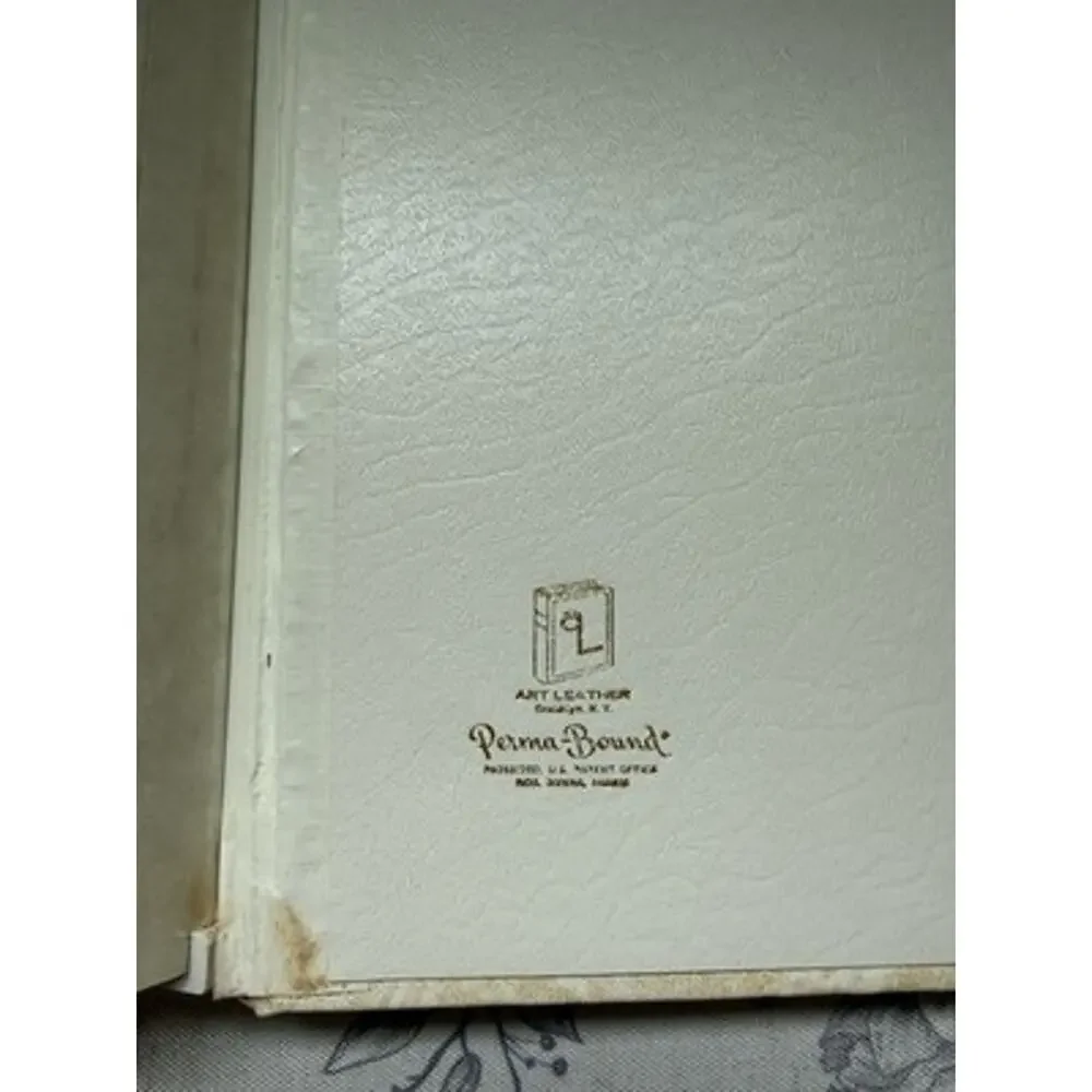 Vtg Art Leather Perma-Bound Photo Album Large White 10 Page Gold Metal Edge